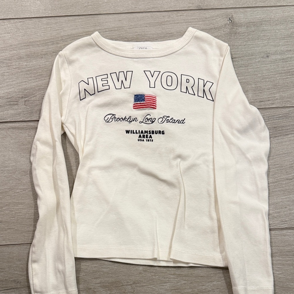 Zara Cream New York Graphic Tee